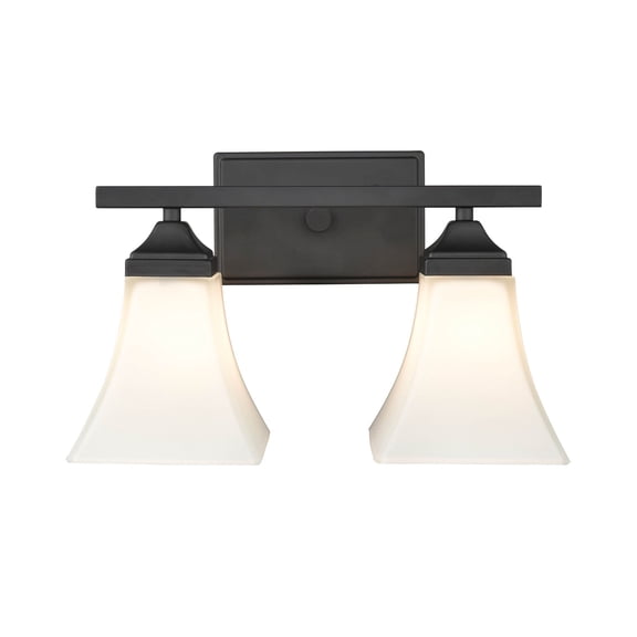 Millennium Lighting  Metal 2 Light Vanity Fixture with Etched White Glass Shades Matte Black Black Matte