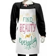 thumbnail image 1 of Saying Kids Apron, Colorful Find the Beauty in Everyday Writing with Curls, Boys Girls Apron Bib with Adjustable Ties for Cooking Baking Painting, Wh,te Multicolor, by Ambesonne, 1 of 2