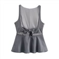 thumbnail image 4 of Camiseta Sin Mangas con Lazo en la Espalda y Falda A la Cintura para Mujer Gris M, 4 of 9