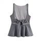 thumbnail image 4 of Camiseta Sin Mangas con Lazo en la Espalda y Falda A la Cintura para Mujer Gris S, 4 of 9