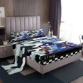 thumbnail image 1 of Go Kart Bed Sheets Set Karting Race Cars Sheets,Blue Camouflage Sheet Set Twin,Racing Extreme Sport Bedding Set Abstract Camo Room Decor, 1 of 4