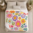 thumbnail image 5 of 1970S Groovy Flower Power, Playful Botanical Garden Scene, Warm Flannel Blanket for Sunroom and Reading Nook, Garden Lovers Housewarming Gift, Botanical Home Decor, 5 of 9