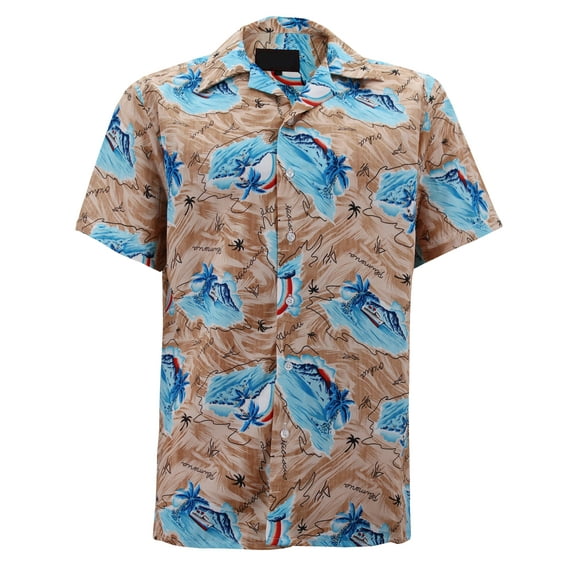 Men's Hawaiian Tropical Luau Aloha Beach Party Button Up Casual Dress Shirt (#2, 3XL)