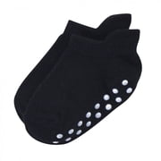Touched by Nature Baby and Toddler Boy Organic Cotton Socks with Non-Skid Gripper for Fall Resistance, Solid Blue Black, 6-12 Months