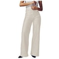 thumbnail image 2 of vigerkar Women Jeans, Tummy Control Wide Leg Trouser, Women's Pants 2025 White, M, 2 of 6