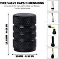 thumbnail image 3 of MELIVO Tire Valve Stem Caps 4 Pack - Wheel Valve Stem Covers, Aluminum Alloy Car Tire Caps with Dust Airtight Seal - Universal Tire Air Cap for Bicycle, Cars, SUVs, Bike, Trucks, Motorcycle - Black, 3 of 4