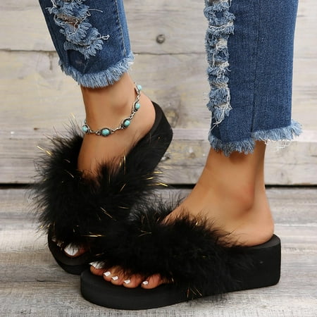 

Summer Women Thick Bottom Slope Heel Shoes Beach Sandals Roman Casual Slippers Flip Flops