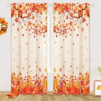 Alishomtll Thanksgiving Fall Curtains for Living Room Bedroom Maple Leaves Window Drapes ,2 Panels,52"W × 84"L,Rod Pocket