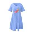 thumbnail image 4 of IROINNID Cute Dresses For Women Plain Comfy Casual Print Short Sleeve V-Neck Pocket Sundress Dress, 4 of 6