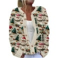 thumbnail image 2 of Jsaierl Womens Christmas Cardigan Sweaters Plus Size Dressy Long Sleeve Cute Printed Open Front Button Knit Outwear, 2 of 3