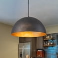 thumbnail image 2 of Industrial Oversized Metal Dome Pendant Light - Modern Farmhouse 15in - Black with Sprayed Gold, 2 of 5