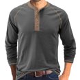 thumbnail image 5 of Htwon Henley Shirts for Men Long Sleeve Basic Round Neck Mens Henley Shirts Solid Color（Gray, XL）, 5 of 10