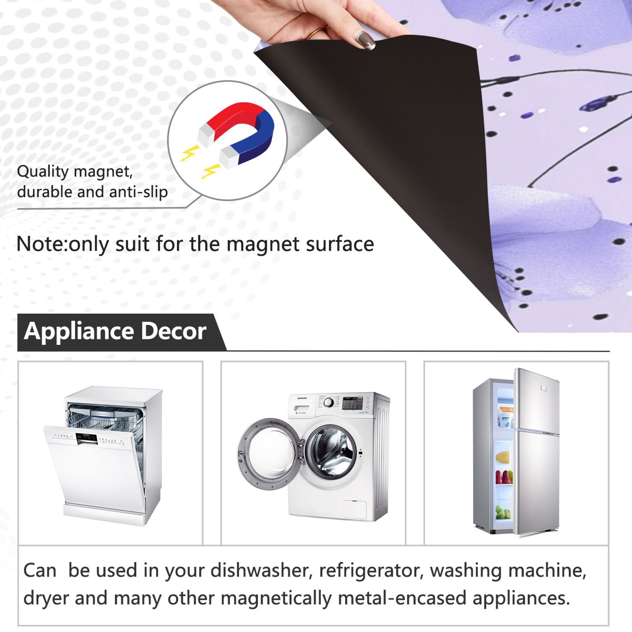 Dishwasher Magnetic Sticker 23x26 Inch Refrigerator Magnetic Sticker Washing Machine Magnetic Sticker Kitchen Panel Magnetic Sticker Home Decor Colorful Blue Flower