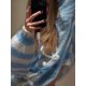 thumbnail image 5 of Suéter de Larga para Mujer, Otoño, Color Block, Cuello Redondo, Tejido, Tops Casuales de Moda. Azul L, 5 of 10
