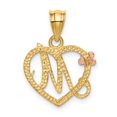 thumbnail image 3 of Finest Gold 14K Two-Tone Heart Letter M Initial Pendant, 3 of 6
