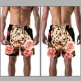 thumbnail image 3 of luoweisi Men's Beach Shorts Quick Dry Swim Trunks with Mesh Lining Rose and Leopard L, 3 of 5