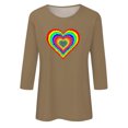 thumbnail image 4 of Qertyioot Cadeau de la Saint-Valentin! Mode Féminine Manches Trois-Quarts Col Rond Rétro Imprimé de Noël Haut Ample Blouse Manches Trois-Quarts, 4 of 4