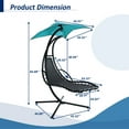 thumbnail image 2 of Outdoor Hanging Chaise Lounge Chair, Floating Chaise Lounger Swing Chair with Umbrella Canopy, Curved Steel Hammock Lounge Chair with Cushion and Pillow, Removable Cushion and Umbrella Shade, Teal, 2 of 8