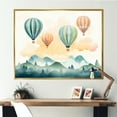 thumbnail image 2 of Designart "Hot Air Balloon Harmony Green and Red Watercolor IV" Extra Large Transportation Framed Wall Art - Modern Green Hot Air Balloon Hallway Framed Wall Art Decor, 2 of 7