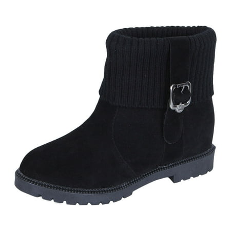 

Snow Boots For Women Velvet Boots Boots Snow Women Toe Flanging And Buckle Wool Round Color Warm Solid Women Boots Black 37 Hxroolrp