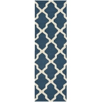 SAFAVIEH Cambridge Liam Geometric Wool Runner Rug, Navy Blue/Ivory, 2'6" x 18'