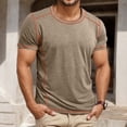 thumbnail image 2 of IWRICH Men's Basic Plus Size T Shirt Short Sleeve Crew Neck Soft Fitted Elastic Tees Classic Tshirts Khaki S, 2 of 7