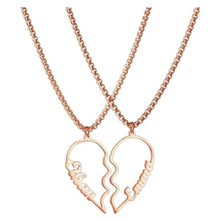 Carroterr Personalized Couple Name Love Custom Necklace 1 Pair Name Necklace Stainless U3 W4Z6