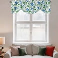 thumbnail image 2 of Tie Up Valance Curtain for Kitchen, Farm Morning Glory Ombre Blue Rod Pocket Short Curtains Adjustable Tie-Up Shade Valances, Green Leaves Plant Window Treatment for Bathroom Living Room Bedroom, 2 of 9