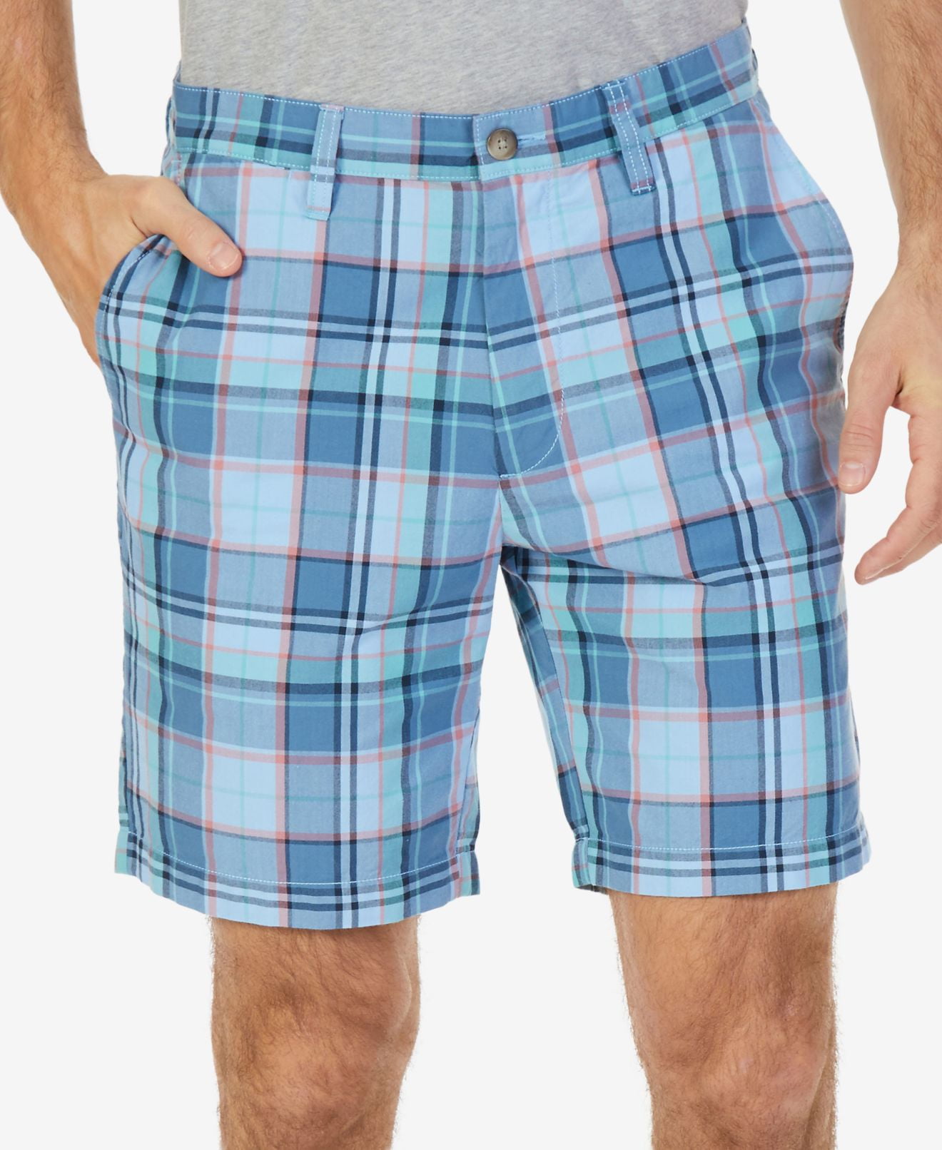 Nautica Mens Plaid Print Classic Fit Walking Shorts 30
