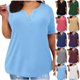 thumbnail image 1 of Sudadera corta,Camiseta de gran tamaño, top informal de color liso para mujer, manga corta de poliéster, ideal para uso diario y en casa, sopatenor, 1 of 9