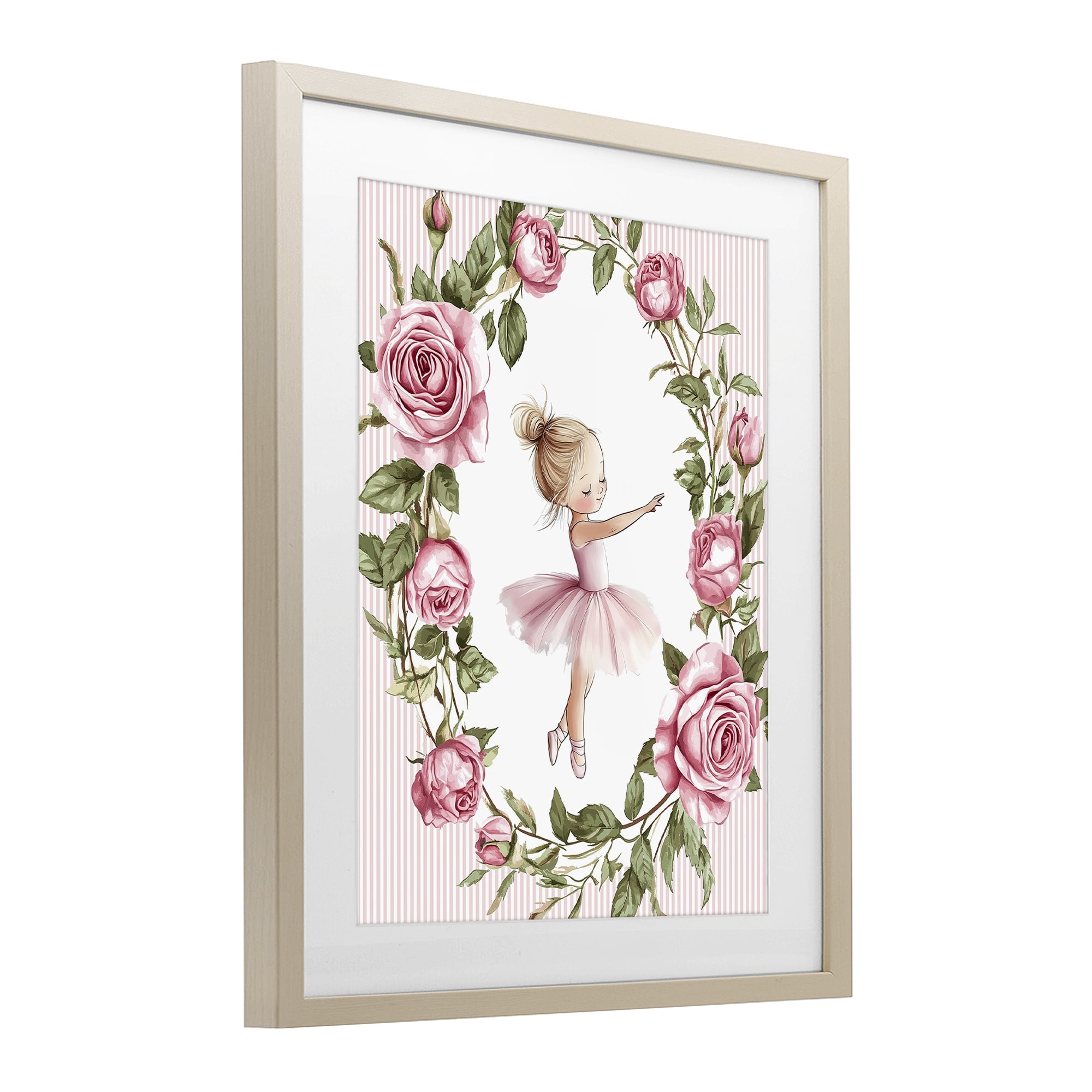 Stupell Industries Little Rose Dance Ballerina Birch Framed Print Under Glass, design by Christine Simpson Art