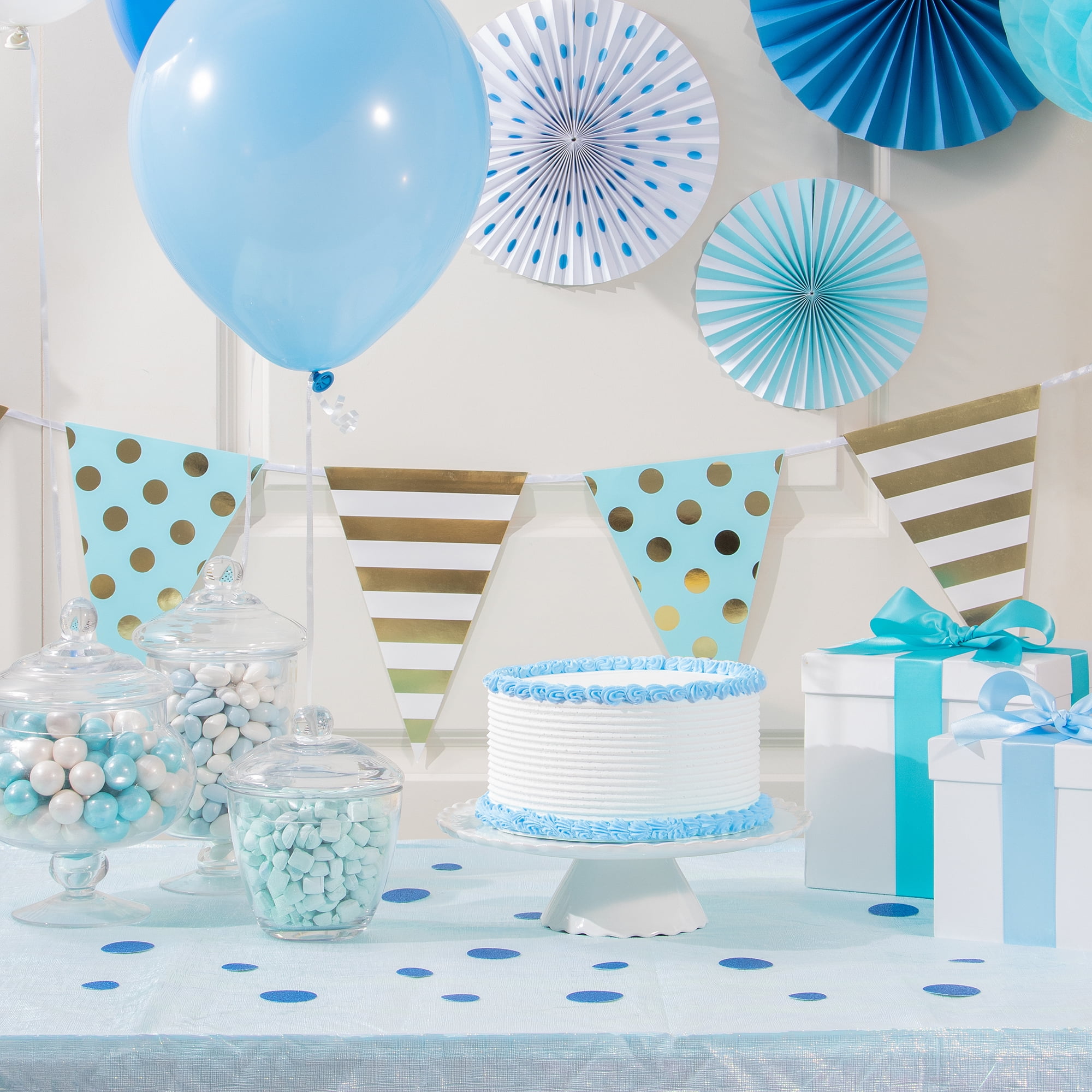 Light Blue Metallic Paper Tablecloth 54" x 84" by Way to Celebrate