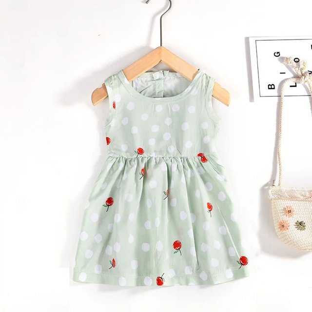 Bébé Filles Robe Sans Manches Mignon Imprimé Dessin Animé Enfants Princesse Robes Coton Enfants Robe Soleil Vêtements Fille Été Plage Vêtements