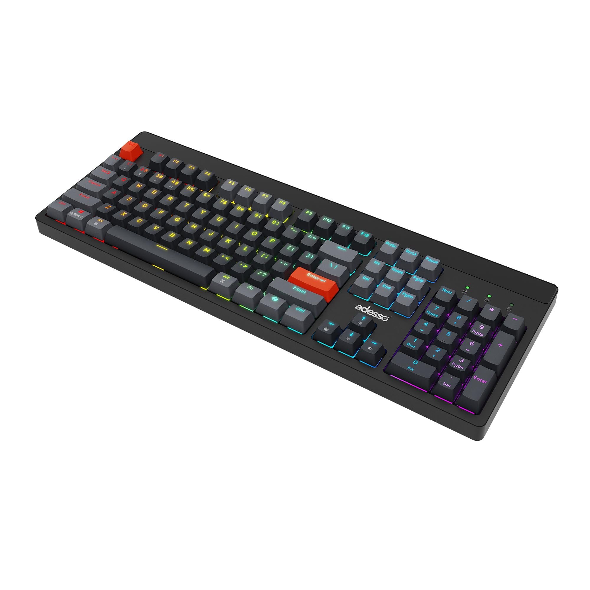 ADESSO EasyTouch 130 Full-Sized USB Wired Mechanical Keyboard with Brown Switches, Dedicated Copilot AI Hotkey, Gasket-Mounted for Quiet Typing, 2X Large Print Keycaps, and N-Key Rollover for Windows