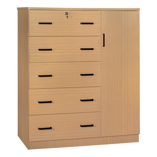Better Home Products JCF Sofie Commode Haute en Bois à 5 Tiroirs Armoire Hêtre (Érable)