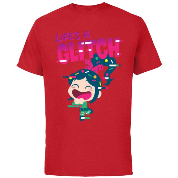 Disney Ralph Breaks the Internet Vanellope Glitch T-Shirt - Short Sleeve Cotton T-Shirt for Adults - Customized-Red