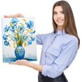 thumbnail image 2 of 3 Piece Bedroom Flower Canvas Wall Art, Vintage Oil Painting Gallery Wall Decor Print White and Blue Daisy in Pretty Vase Picture for Kitchen or Living Room，11.8"x15.8", 2 of 6