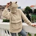 thumbnail image 1 of Women Stitching Three-Dimensional Pocket Cute Design Pullover Sweatershirt Tops, 1 of 9