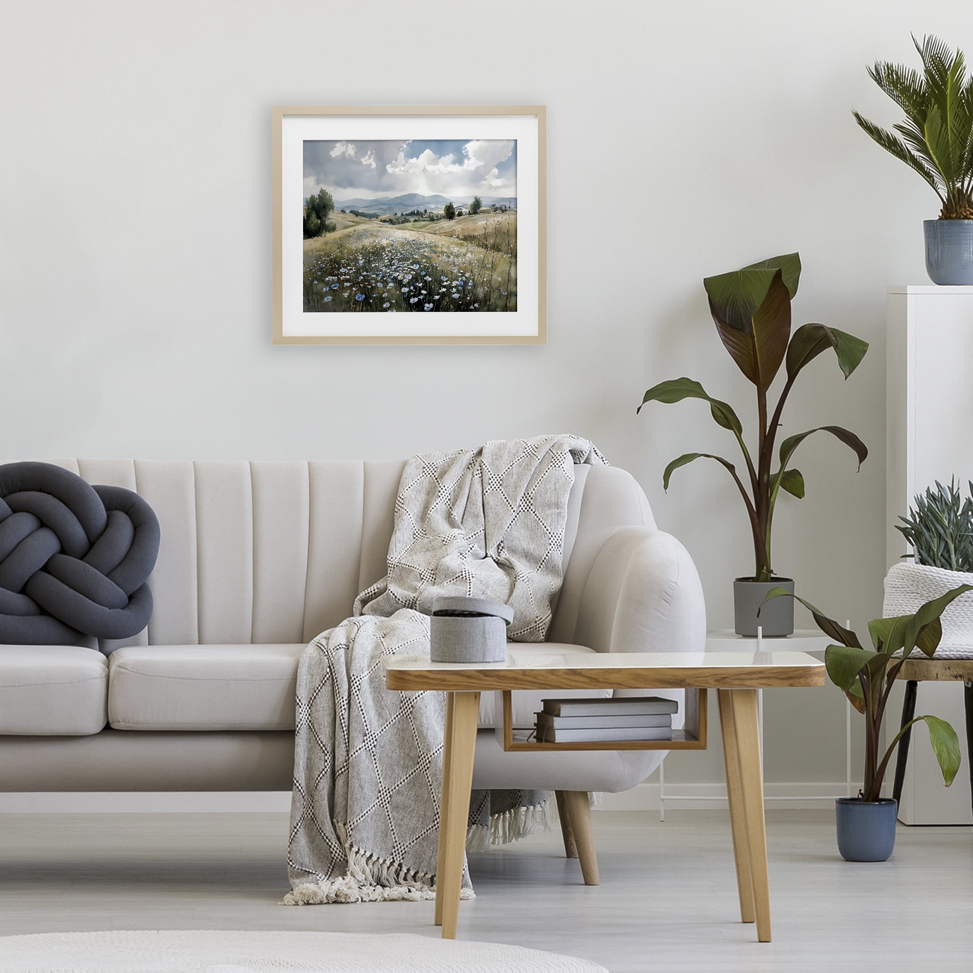 Stupell Industries Poppy Blues Across Meadow Birch Framed Print Under Glass, design by Franklyn Gregory