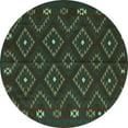 thumbnail image 1 of Ahgly Company Machine Washable Indoor Round Southwestern Turquoise Blue Country Area Rugs, 7' Round, 1 of 4