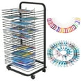 thumbnail image 1 of Mobile Art Drying Rack - 25 Removable Metal Shelves, Lockable Wheels, Wall Mountable Organizer for Study area, Studio, Home - Includes Clips, Labels & Tools, 13.5" x 17.5" x 41.5" - 25th Floor, 1 of 8