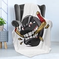 thumbnail image 4 of Hockey Soft Flannel Fleece Blanket, Cartoon Hockey Puck Bites and Breaks Hockey Stick Championship Game Mascot Character, Cozy Plush for Indoor and Outdoor Use, 70" x 90", Multicolor, by Ambesonne, 4 of 5