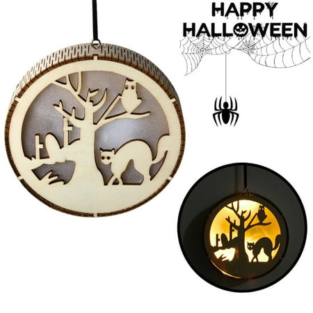 

Christmas Clearance! Suokom Hollow Pumpkin Man Haunted House Cat Led Light Pendant Halloween Gifts On Clearance