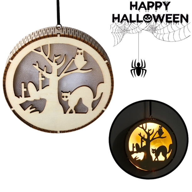 Fiudx Colgante de Bruja Hueca, Diseño de Casa Embrujada Led, Grabado Acrílico, Decoración de Halloween Espeluznante, Luz Nocturna Versátil, Ideal para Sala de Estar, Dormitorio, Oficina, Tamaño 11,5
