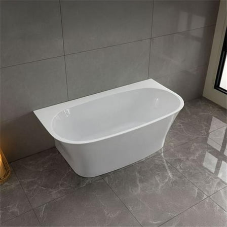 Bellaterra Home BA6855 67 in. Freestanding Acrylic Level Surface Corner Bathtub, Glossy White -77 gal