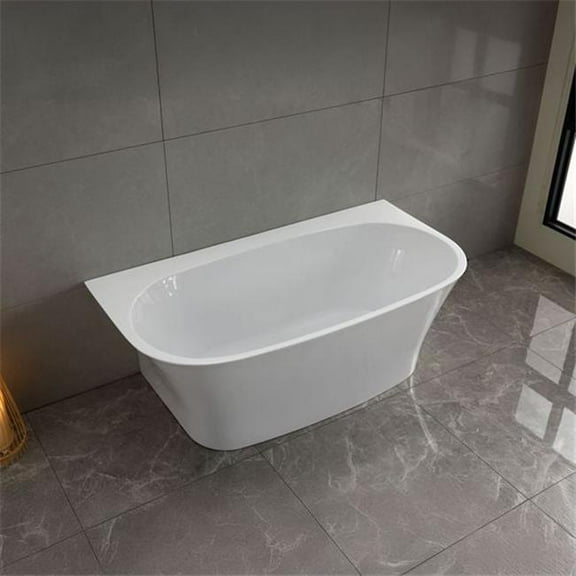 Bellaterra Home BA6855 67 in. Freestanding Acrylic Level Surface Corner Bathtub, Glossy White -77 gal