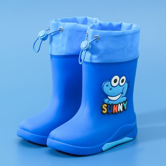 XIMIN Boys Girls Dinosaur Rainboots Easy-On Lightweight Rain Shoes Waterproof EVA Rubber Boots Adjustable Outdoor Playing Non-Slip Rain Boots