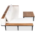 thumbnail image 5 of Luxury Patio Furniture Set with Removable Cushions and Coffee Table, L-Shaped Acacia Wood Sofa with Side table, Outdoor Conversation Sectional Sofa for Backyard, Porch (Beige), 5 of 11