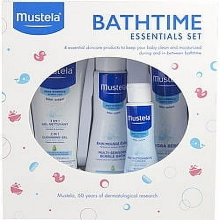 Mustela Baby Bathtime Essentials Gift Set, Natural Baby Skin Care, 4 Items