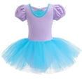 thumbnail image 6 of HWJAD Little Girl's Puff Sleeve Ballet Dance Dress 3-9Y Kids Bodysuit Tutu Tulle Skirts Birthday Princess Dresses, 6 of 9